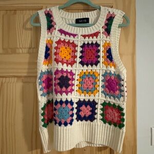 Fab'rik Colorful Crochet Patchwork Sweater